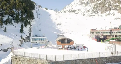 Beautiful view from the top of a ski resort, the Principality of Andorra la Stock Footage 104410147
