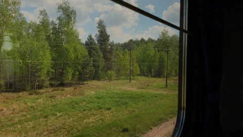 Beautiful view from the train car window in motion. Stock Footage 109283807