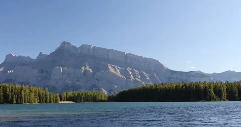 Beautiful view of Two Jake Lake in Banff National Park Stock Footage 250879803