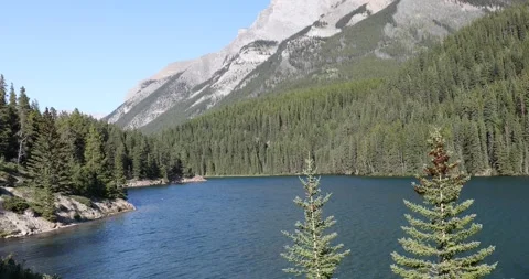 Beautiful view of Two Jake Lake in Banff National Park Stock Footage 255053244