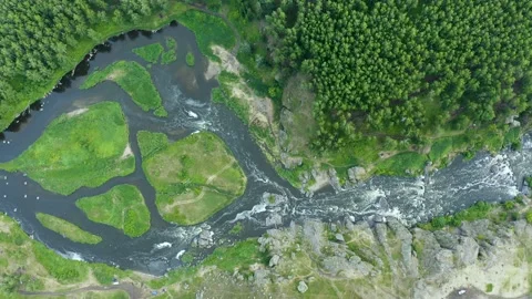 Beautiful view vertically down from a great height on a beautiful valley with 스톡 동영상 133188513