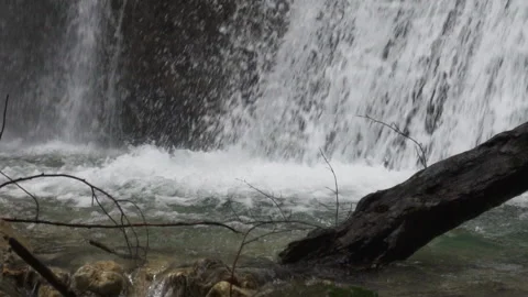 Beautiful view of waterfall falling through the rocks. Vídeos de archivo 145240386