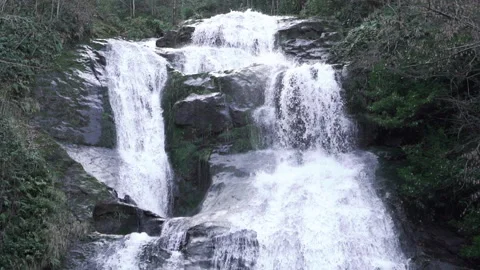 Beautiful view of waterfall falling through the rocks. Stock Footage 145240584