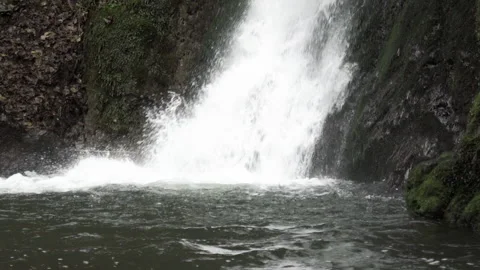 Beautiful view of waterfall falling through the rocks. Stock Footage 145240799
