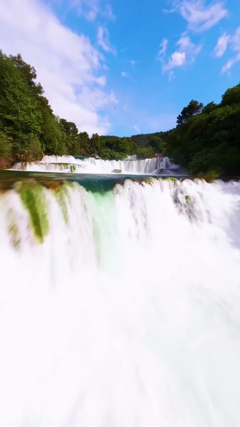 Beautiful view of waterfall in the river Stock Footage 272297792