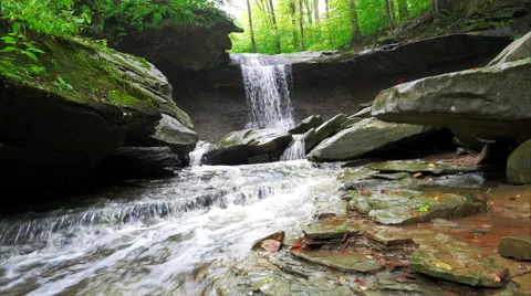 Beautiful View of Waterfall from Stream Level - Blue Hen Falls Stock Footage 54561145