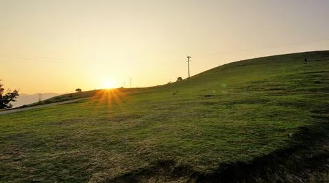 Beautiful view of Wenlock Downs 9th Mile Shooting Point, Ooty during sunset.  Stock Photos