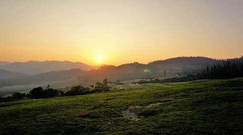 Beautiful view of Wenlock Downs 9th Mile Shooting Point, Ooty during sunset.  Stock Photos