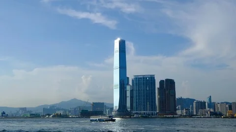 Beautiful view of West Kowloon Stock Footage 79054773