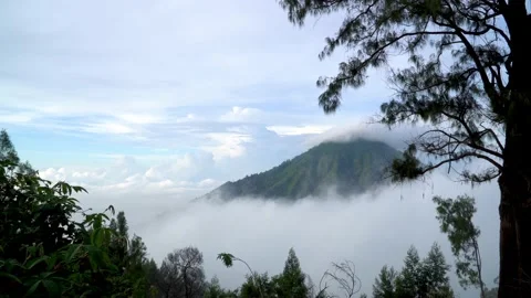 Beautiful view when climbing the Ijen volcano. Java Island, Indonesia Stock Footage 221290917