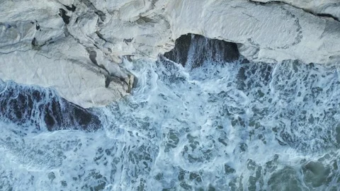 Beautiful view of the white cliffs and the sea coast during a storm Stock Footage 254484050