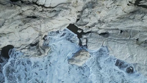 Beautiful view of the white cliffs and the sea coast during a storm Stock Footage 254484129