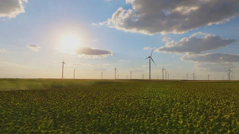 Beautiful view of windmill turbines Stock Footage 210690259