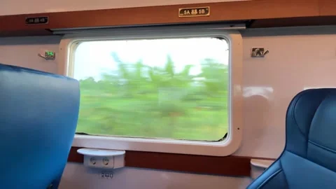 Beautiful view from the window of a long-distance train. Stock Footage 319412958