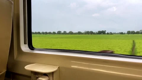 Beautiful view from the window of a long-distance train Stock Footage 319413081