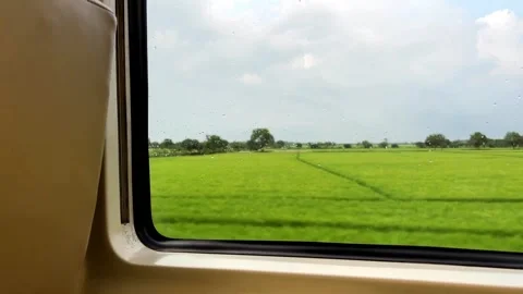 Beautiful view from the window of a long-distance train. Stock Footage 319413103