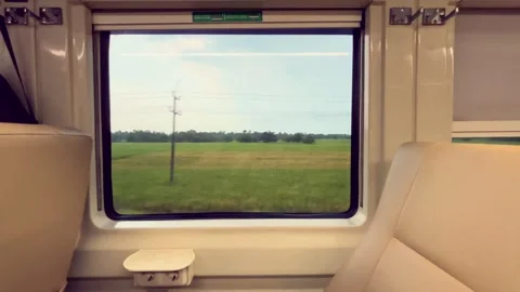 Beautiful view from the window of a long-distance train 스톡 동영상 319416846