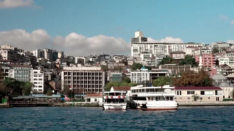 Beautiful views of Istanbul from the deck of the ship Stock Footage 279942645