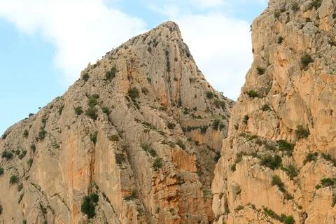 Beautiful views of mountains andalusia, El Chorro gorge, Spain, famous area.. Stock Photos
