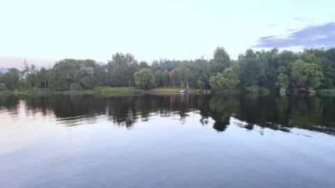 Beautiful views from the river. Boat trip. Country houses. Sail along the river. Video stock 279701351