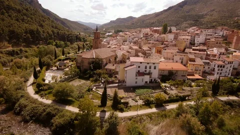 Beautiful Village Arnedillo in La Rioja, Spain – view from above Stock Footage 98009852