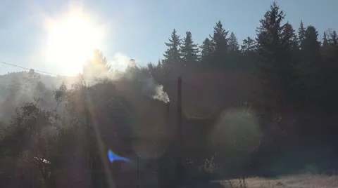 Beautiful village at sunrise Stock Footage