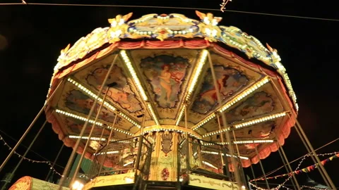 Beautiful vintage carousel Stock Footage 92731283