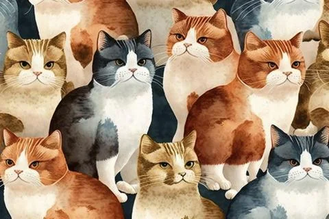 Beautiful vintage cat pattern for background Stock Illustration