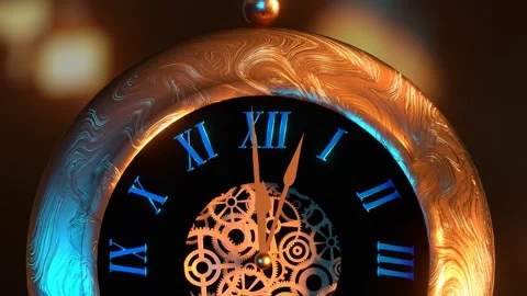 Beautiful vintage clock close-up 3D 4K animation. Stock Footage 257016292