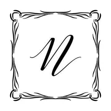 Beautiful Vintage Monogram Frame. Vector Ornate Calligraphic Design Element. Stock Illustration
