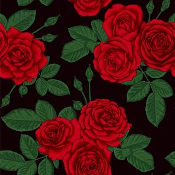 Beautiful vintage seamless pattern with bouquets of roses and leaves design.. 스톡 일러스트