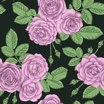 Beautiful vintage seamless pattern with bouquets of roses and leaves design.. イラスト素材