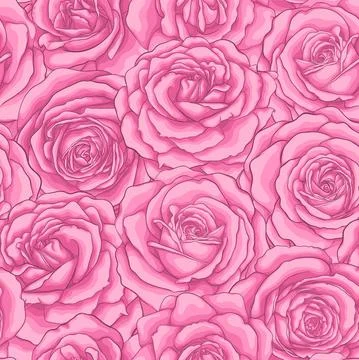 Beautiful vintage seamless pattern with pink roses. Stock Illustration