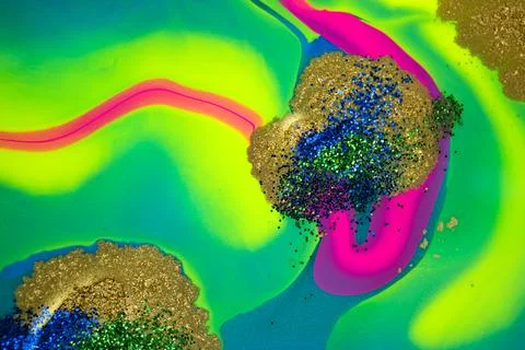 Beautiful vivid marble pattern. Fluorescent bright background. Illustrazione stock