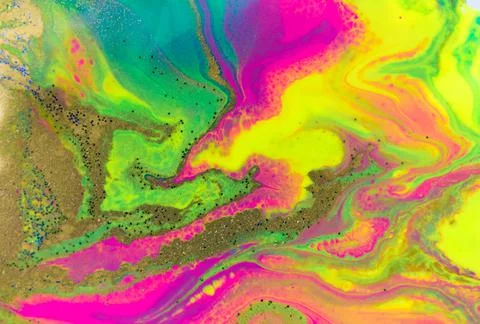 Beautiful vivid pattern with golden particles. Fluorescent bright background. Stock Illustration