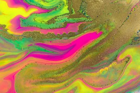 Beautiful vivid pattern with golden particles. Fluorescent bright background. Illustrazione stock