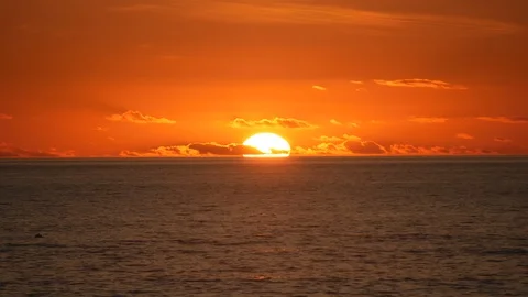 Beautiful vivid sunset over Atlantic ocean in Portugal Stock Footage