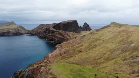 Beautiful volcanic reef  at Ponta do São Laurenço in Madeira Stock Footage 269166547