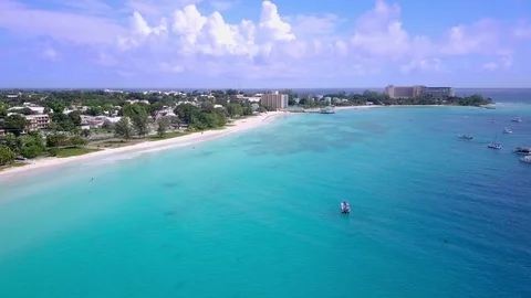 Beautiful water and beaches on the island of Barbados Stock Footage