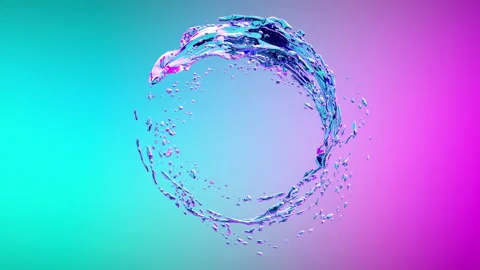 Beautiful Water Circle Surface with splashes neon colors Stock Footage 116880077