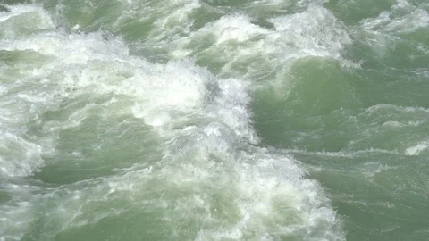 Beautiful water in mountain river, slow motion. River ganga in Rishikesh, India Stock Footage 100142653