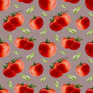 Beautiful watercolor tomato pattern for textile and wallpaper design Stock Illustration