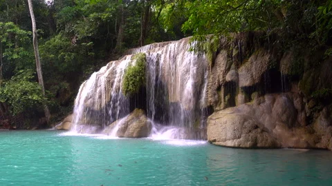 Beautiful waterfall and emerald pool in tropical rain forest in Thailand. 動画素材 137093878