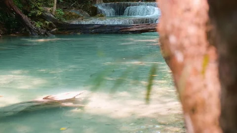 Beautiful waterfall and emerald pool in tropical rain forest in Thailand.. 스톡 동영상 186111872