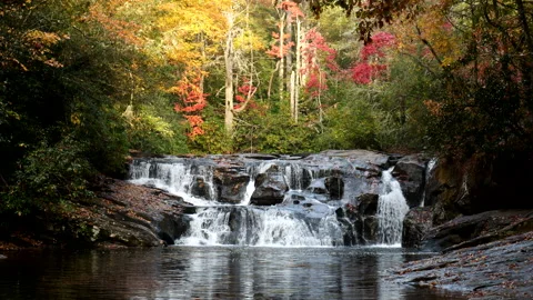 Beautiful waterfall in autumn 스톡 동영상 219436697