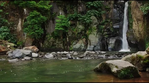 Beautiful waterfall in the Azores Stock Footage 66295861
