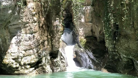 Beautiful waterfall between rocks 動画素材 88360039