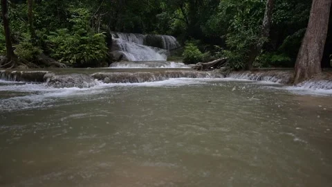 Beautiful waterfall cascade with stone steps in thailand Stock Footage 160561249