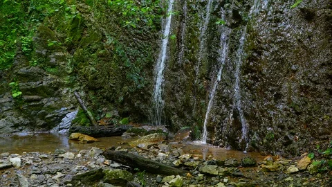 Beautiful Waterfall in Caucasus Mountains Stock-Footage 89036621