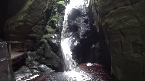 Beautiful waterfall in the cave Stock Footage 81234517